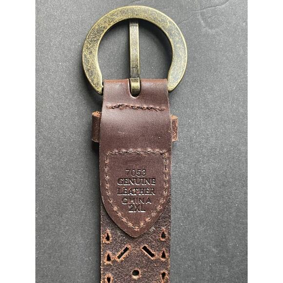 Womens Leather Belt SZ 2X Brown Leather Lasercut Western Cowboy Rodeo Up To 44” - Picture 7 of 9